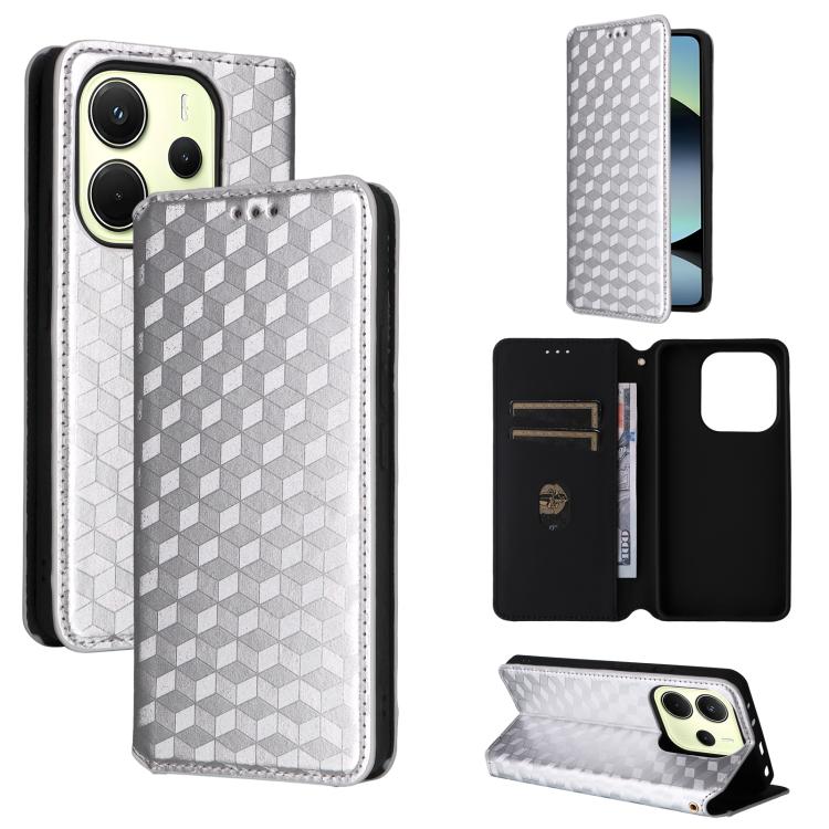 Cubic Grid Texture Flip Leather Phone Case, For Redmi A7 Pro 171mm / Poco C85x 5G, For Redmi 15a 5G, For Redmi Turbo 5 Max / Poco X8 Pro Max, For Redmi Turbo 5 5G / Poco X8 Pro 5G, For Redmi Note 15 Pro+ 5G 163.3mm/Poco M8 Pro 5G                       ...