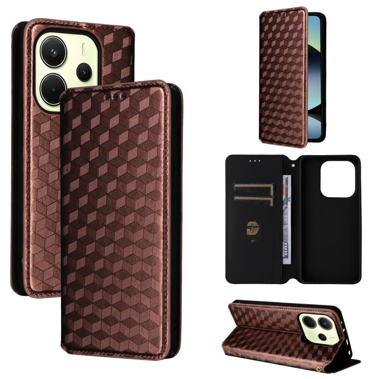 Cubic Grid Texture Flip Leather Phone Case, For Redmi A7 Pro 171mm / Poco C85x 5G, For Redmi 15a 5G, For Redmi Turbo 5 Max / Poco X8 Pro Max, For Redmi Turbo 5 5G / Poco X8 Pro 5G, For Redmi Note 15 Pro+ 5G 163.3mm/Poco M8 Pro 5G                       ...