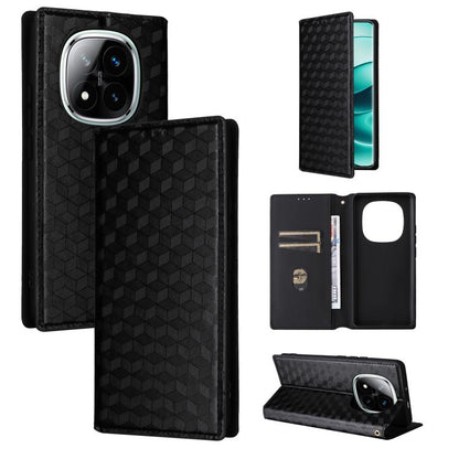 Cubic Grid Texture Flip Leather Phone Case, For Redmi K80 / K80 Pro, For Redmi Note 14 Pro 4G Global, For Redmi Note 14 4G 163.25mm, For Redmi Note 14 Pro+ 5G, For Redmi 14C 4G, For Redmi K70 Ultra, For Redmi 13 4G / Note 13R 5G, For Redmi Turbo 3 5G  ...