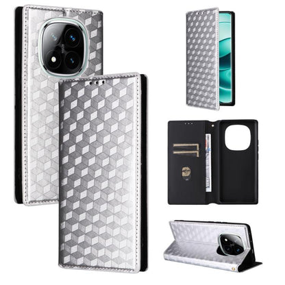 Cubic Grid Texture Flip Leather Phone Case, For Redmi K80 / K80 Pro, For Redmi Note 14 Pro 4G Global, For Redmi Note 14 4G 163.25mm, For Redmi Note 14 Pro+ 5G, For Redmi 14C 4G, For Redmi K70 Ultra, For Redmi 13 4G / Note 13R 5G, For Redmi Turbo 3 5G  ...