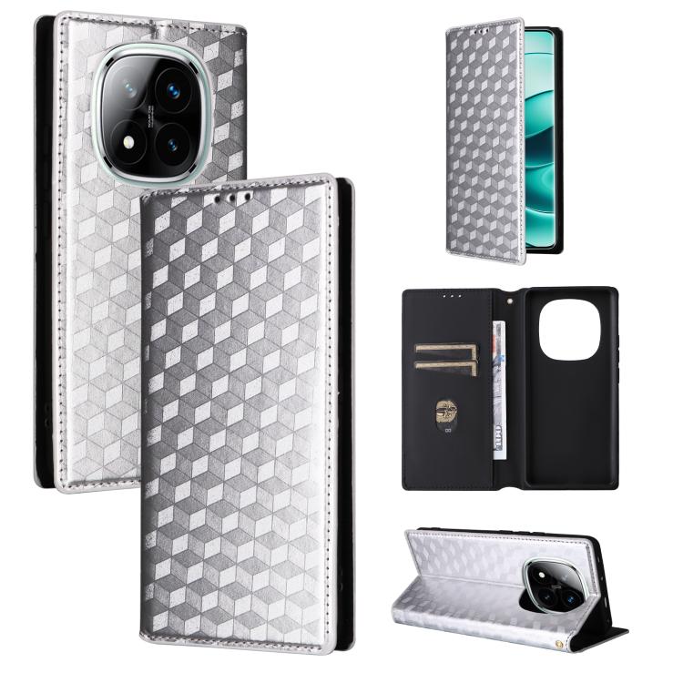 Cubic Grid Texture Flip Leather Phone Case, For Redmi K80 / K80 Pro, For Redmi Note 14 Pro 4G Global, For Redmi Note 14 4G 163.25mm, For Redmi Note 14 Pro+ 5G, For Redmi 14C 4G, For Redmi K70 Ultra, For Redmi 13 4G / Note 13R 5G, For Redmi Turbo 3 5G  ...