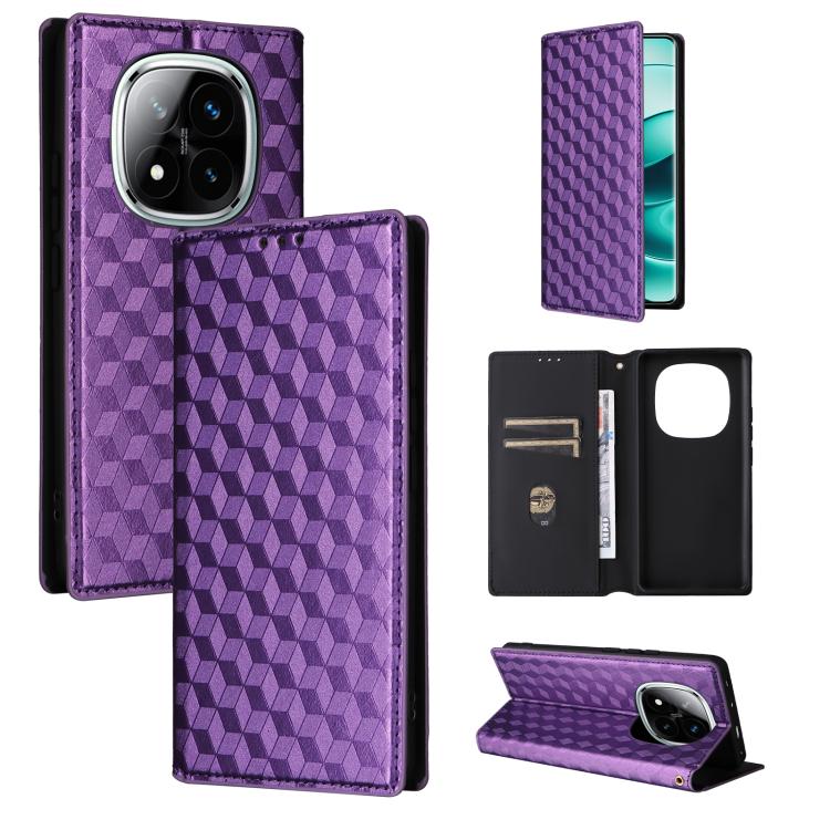 Cubic Grid Texture Flip Leather Phone Case, For Redmi K80 / K80 Pro, For Redmi Note 14 Pro 4G Global, For Redmi Note 14 4G 163.25mm, For Redmi Note 14 Pro+ 5G, For Redmi 14C 4G, For Redmi K70 Ultra, For Redmi 13 4G / Note 13R 5G, For Redmi Turbo 3 5G  ...