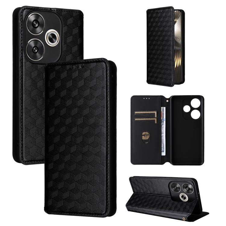 Cubic Grid Texture Flip Leather Phone Case, For Redmi K80 / K80 Pro, For Redmi Note 14 Pro 4G Global, For Redmi Note 14 4G 163.25mm, For Redmi Note 14 Pro+ 5G, For Redmi 14C 4G, For Redmi K70 Ultra, For Redmi 13 4G / Note 13R 5G, For Redmi Turbo 3 5G  ...