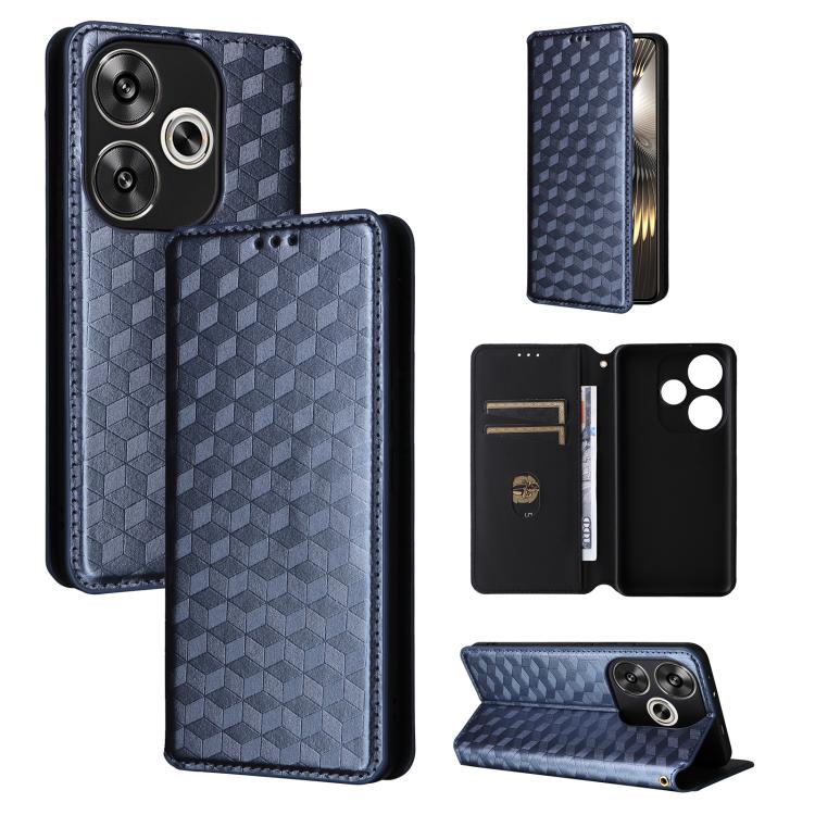 Cubic Grid Texture Flip Leather Phone Case, For Redmi K80 / K80 Pro, For Redmi Note 14 Pro 4G Global, For Redmi Note 14 4G 163.25mm, For Redmi Note 14 Pro+ 5G, For Redmi 14C 4G, For Redmi K70 Ultra, For Redmi 13 4G / Note 13R 5G, For Redmi Turbo 3 5G  ...
