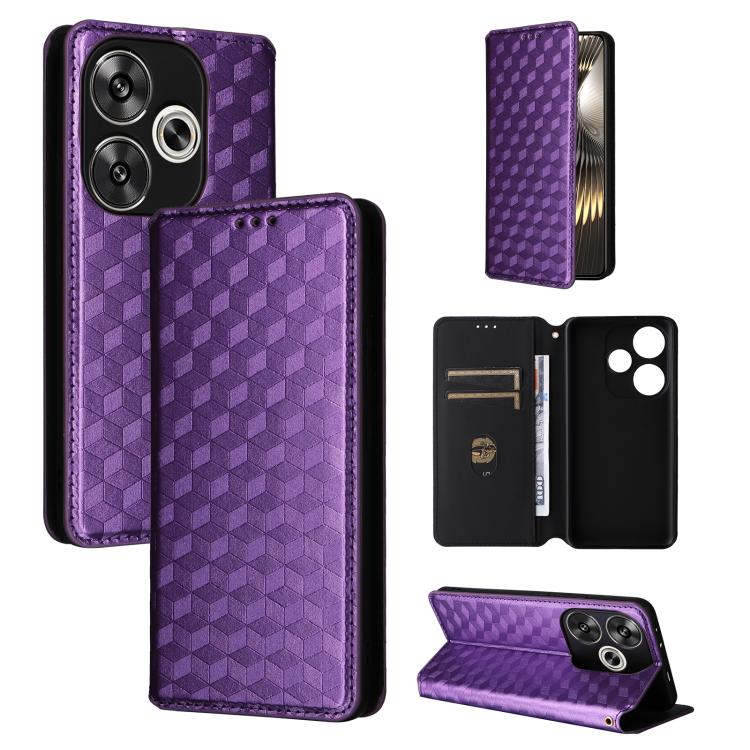 Cubic Grid Texture Flip Leather Phone Case, For Redmi K80 / K80 Pro, For Redmi Note 14 Pro 4G Global, For Redmi Note 14 4G 163.25mm, For Redmi Note 14 Pro+ 5G, For Redmi 14C 4G, For Redmi K70 Ultra, For Redmi 13 4G / Note 13R 5G, For Redmi Turbo 3 5G  ...