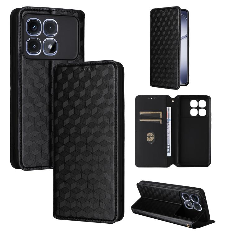 Cubic Grid Texture Flip Leather Phone Case, For Redmi K80 / K80 Pro, For Redmi Note 14 Pro 4G Global, For Redmi Note 14 4G 163.25mm, For Redmi Note 14 Pro+ 5G, For Redmi 14C 4G, For Redmi K70 Ultra, For Redmi 13 4G / Note 13R 5G, For Redmi Turbo 3 5G  ...