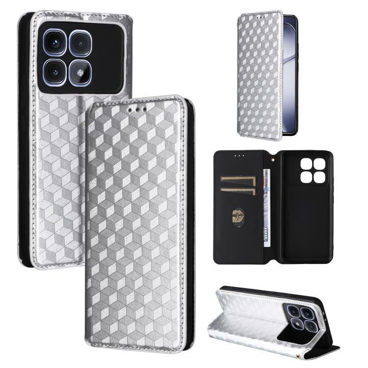 Cubic Grid Texture Flip Leather Phone Case, For Redmi K80 / K80 Pro, For Redmi Note 14 Pro 4G Global, For Redmi Note 14 4G 163.25mm, For Redmi Note 14 Pro+ 5G, For Redmi 14C 4G, For Redmi K70 Ultra, For Redmi 13 4G / Note 13R 5G, For Redmi Turbo 3 5G  ...