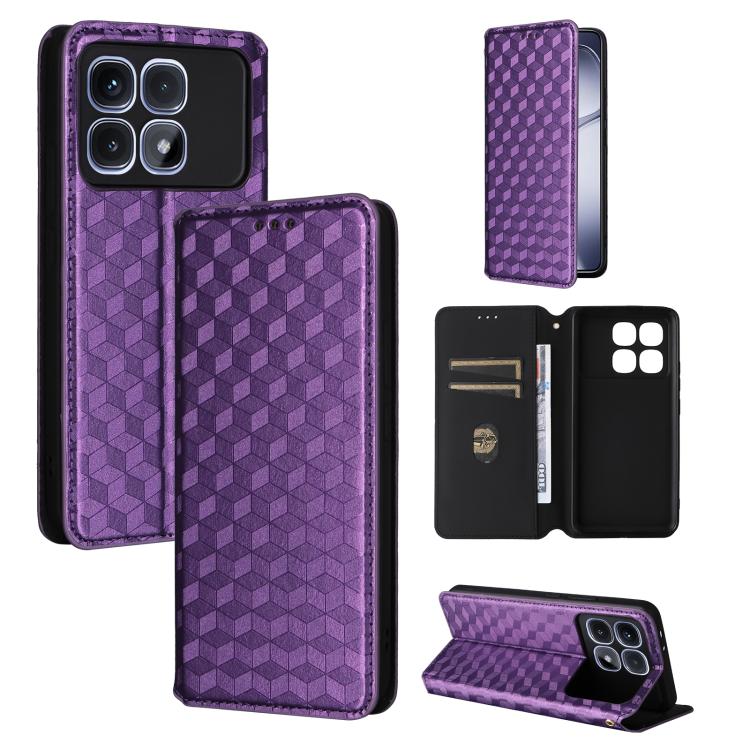 Cubic Grid Texture Flip Leather Phone Case, For Redmi K80 / K80 Pro, For Redmi Note 14 Pro 4G Global, For Redmi Note 14 4G 163.25mm, For Redmi Note 14 Pro+ 5G, For Redmi 14C 4G, For Redmi K70 Ultra, For Redmi 13 4G / Note 13R 5G, For Redmi Turbo 3 5G  ...