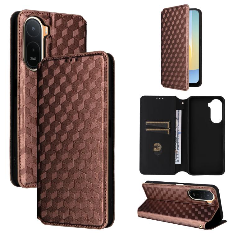 Cubic Grid Texture Flip Leather Phone Case, For Redmi A7 Pro 171mm / Poco C85x 5G, For Redmi 15a 5G, For Redmi Turbo 5 Max / Poco X8 Pro Max, For Redmi Turbo 5 5G / Poco X8 Pro 5G, For Redmi Note 15 Pro+ 5G 163.3mm/Poco M8 Pro 5G                       ...