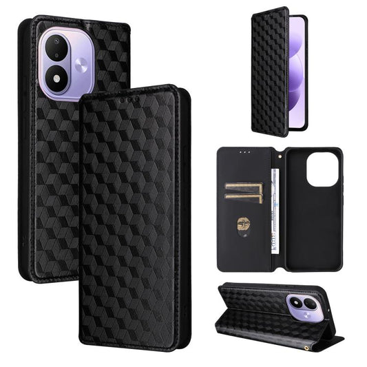 Cubic Grid Texture Flip Leather Phone Case, For Redmi Note 17 5G / 4G Global / 5G India 169.7mm, For Redmi 17C 5G, For Redmi Note 17 Pro+ 5G Global 163.4mm, For Redmi 17 5G / 4G Global 170mm, For Redmi 17C 4G / 14C / 14R / A4                           ...