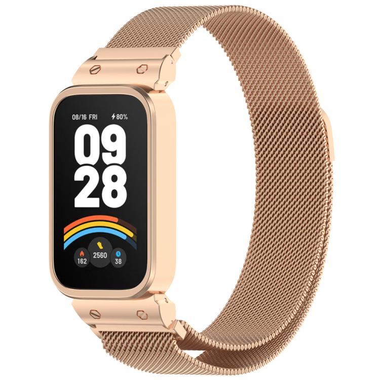 Bracelet de montre xDfind Milan magnétique en métal intégré au cadre pour Xiaomi Band 10 Pro/9 Pro/Redmi Watch 6/5/4, pour Redmi Band 3 / Xiaomi Smart Band 9 Active, pour Redmi Band 2 / Xiaomi Smart Band 8 Active