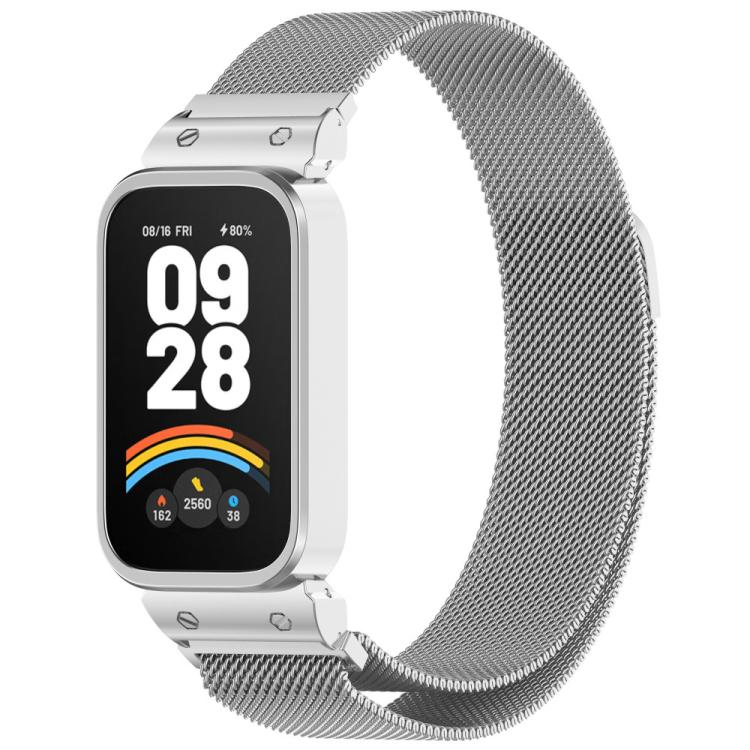 Bracelet de montre xDfind Milan magnétique en métal intégré au cadre pour Xiaomi Band 10 Pro/9 Pro/Redmi Watch 6/5/4, pour Redmi Band 3 / Xiaomi Smart Band 9 Active, pour Redmi Band 2 / Xiaomi Smart Band 8 Active