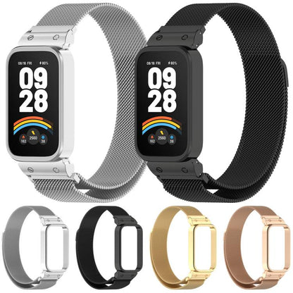 Bracelet de montre xDfind Milan magnétique en métal intégré au cadre pour Xiaomi Band 10 Pro/9 Pro/Redmi Watch 6/5/4, pour Redmi Band 3 / Xiaomi Smart Band 9 Active, pour Redmi Band 2 / Xiaomi Smart Band 8 Active