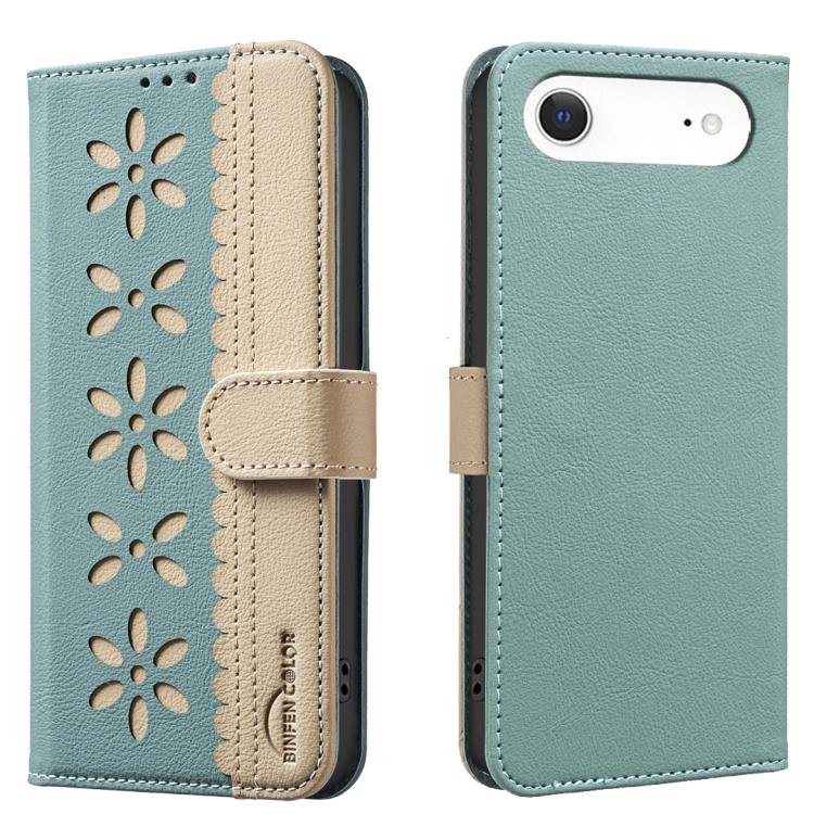 Splicing Color Hollow Flower Pattern RFID Leather Phone Case