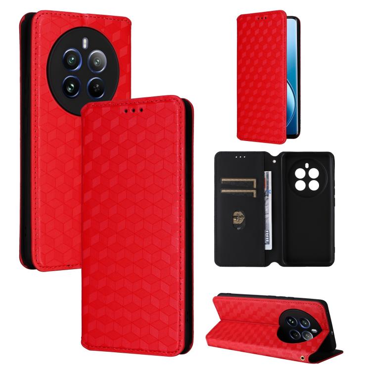 Cubic Grid Texture Flip Leather Phone Case, For Realme 12 Pro 5G / 12, For Realme 12+ 5G, For Realme Note 50 4G / C5, For Realme 11 4G Global, For Realme 11 5G Global / 11X 5G, For Realme C53 5G / Narzo N53 4G, For Realme 11 Pro 5G / 11, For Realme C65...