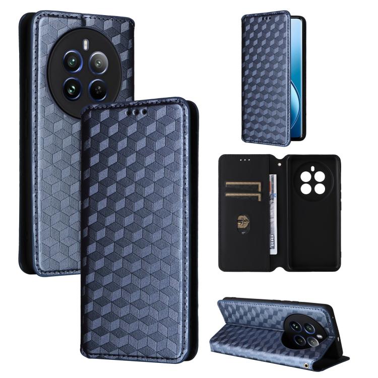 Cubic Grid Texture Flip Leather Phone Case, For Realme 12 Pro 5G / 12, For Realme 12+ 5G, For Realme Note 50 4G / C5, For Realme 11 4G Global, For Realme 11 5G Global / 11X 5G, For Realme C53 5G / Narzo N53 4G, For Realme 11 Pro 5G / 11, For Realme C65...