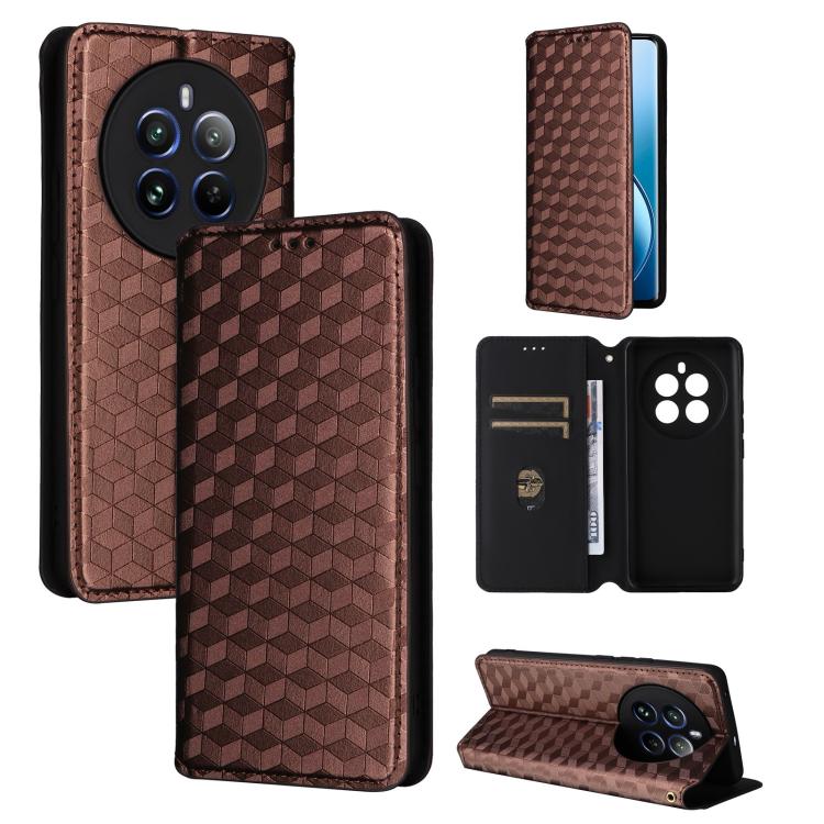 Cubic Grid Texture Flip Leather Phone Case, For Realme GT 7 Pro 5G, For Realme 13+ 5G Global / 13, For Realme V60 5G / V60S 5G, For Realme GT 6 / GT 6T, For Realme C63 4G / C61 4G / Narzo N63 4G, For Realme 12 Lite 4G / C67 4G, For Realme 12 5G / 12x 5...