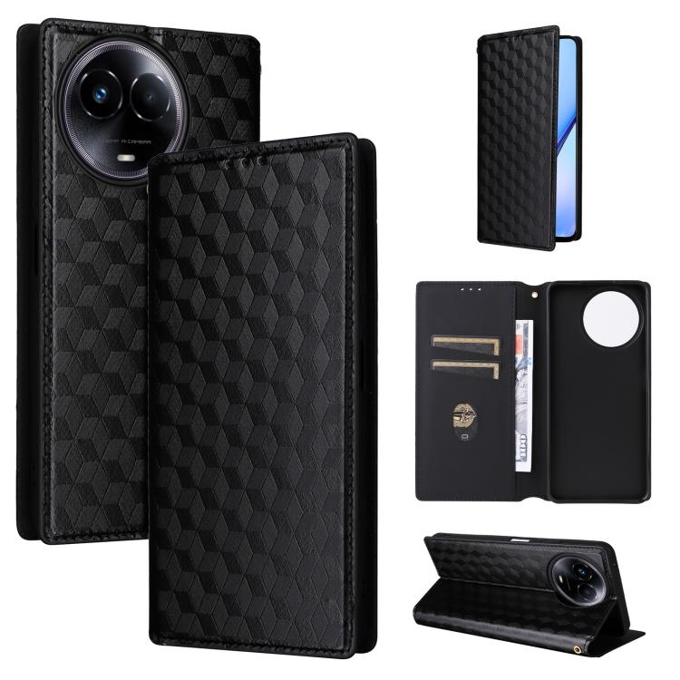 Cubic Grid Texture Flip Leather Phone Case, For Realme GT 7 Pro 5G, For Realme 13+ 5G Global / 13, For Realme V60 5G / V60S 5G, For Realme GT 6 / GT 6T, For Realme C63 4G / C61 4G / Narzo N63 4G, For Realme 12 Lite 4G / C67 4G, For Realme 12 5G / 12x 5...