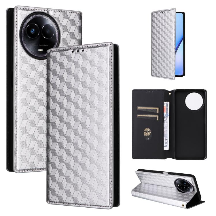 Cubic Grid Texture Flip Leather Phone Case, For Realme GT 7 Pro 5G, For Realme 13+ 5G Global / 13, For Realme V60 5G / V60S 5G, For Realme GT 6 / GT 6T, For Realme C63 4G / C61 4G / Narzo N63 4G, For Realme 12 Lite 4G / C67 4G, For Realme 12 5G / 12x 5...
