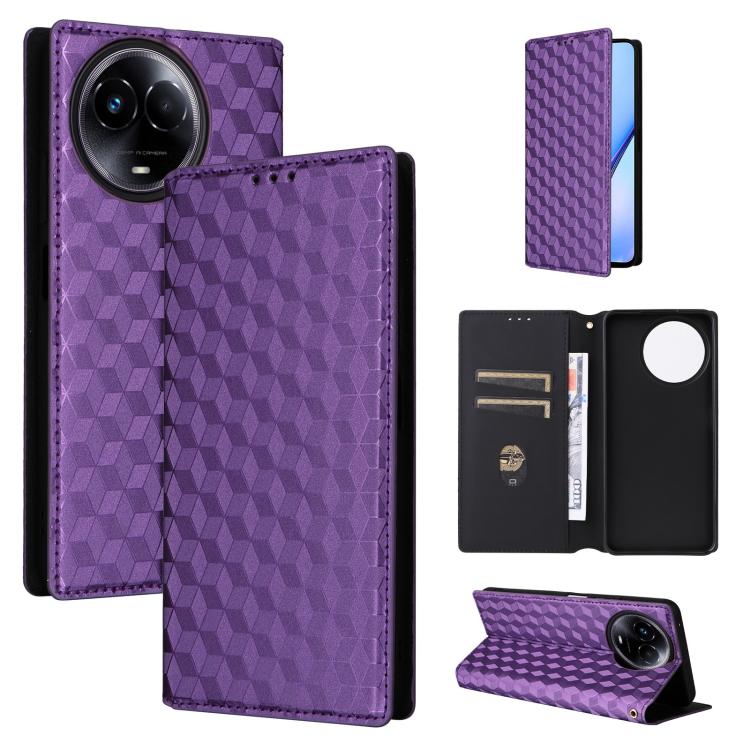 Cubic Grid Texture Flip Leather Phone Case, For Realme GT 7 Pro 5G, For Realme 13+ 5G Global / 13, For Realme V60 5G / V60S 5G, For Realme GT 6 / GT 6T, For Realme C63 4G / C61 4G / Narzo N63 4G, For Realme 12 Lite 4G / C67 4G, For Realme 12 5G / 12x 5...