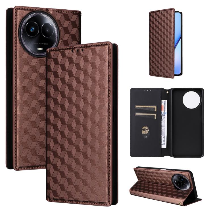Cubic Grid Texture Flip Leather Phone Case, For Realme GT 7 Pro 5G, For Realme 13+ 5G Global / 13, For Realme V60 5G / V60S 5G, For Realme GT 6 / GT 6T, For Realme C63 4G / C61 4G / Narzo N63 4G, For Realme 12 Lite 4G / C67 4G, For Realme 12 5G / 12x 5...