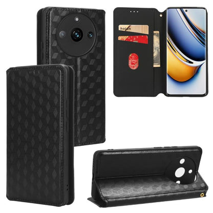 Cubic Grid Texture Flip Leather Phone Case, For Realme 12 Pro 5G / 12, For Realme 12+ 5G, For Realme Note 50 4G / C5, For Realme 11 4G Global, For Realme 11 5G Global / 11X 5G, For Realme C53 5G / Narzo N53 4G, For Realme 11 Pro 5G / 11, For Realme C65...