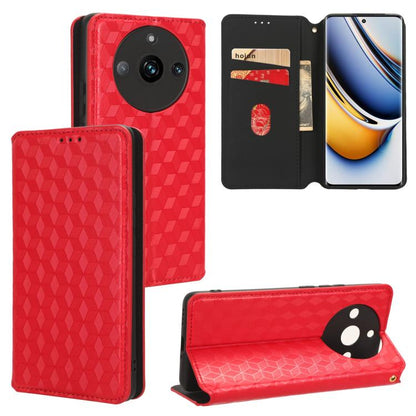 Cubic Grid Texture Flip Leather Phone Case, For Realme 12 Pro 5G / 12, For Realme 12+ 5G, For Realme Note 50 4G / C5, For Realme 11 4G Global, For Realme 11 5G Global / 11X 5G, For Realme C53 5G / Narzo N53 4G, For Realme 11 Pro 5G / 11, For Realme C65...