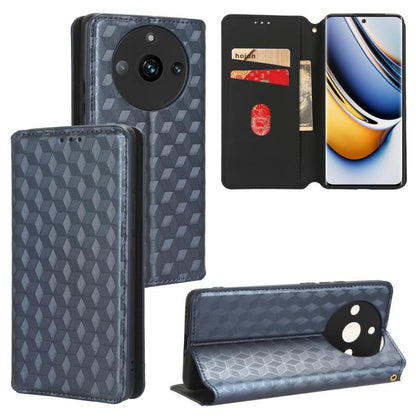 Cubic Grid Texture Flip Leather Phone Case, For Realme 12 Pro 5G / 12, For Realme 12+ 5G, For Realme Note 50 4G / C5, For Realme 11 4G Global, For Realme 11 5G Global / 11X 5G, For Realme C53 5G / Narzo N53 4G, For Realme 11 Pro 5G / 11, For Realme C65...