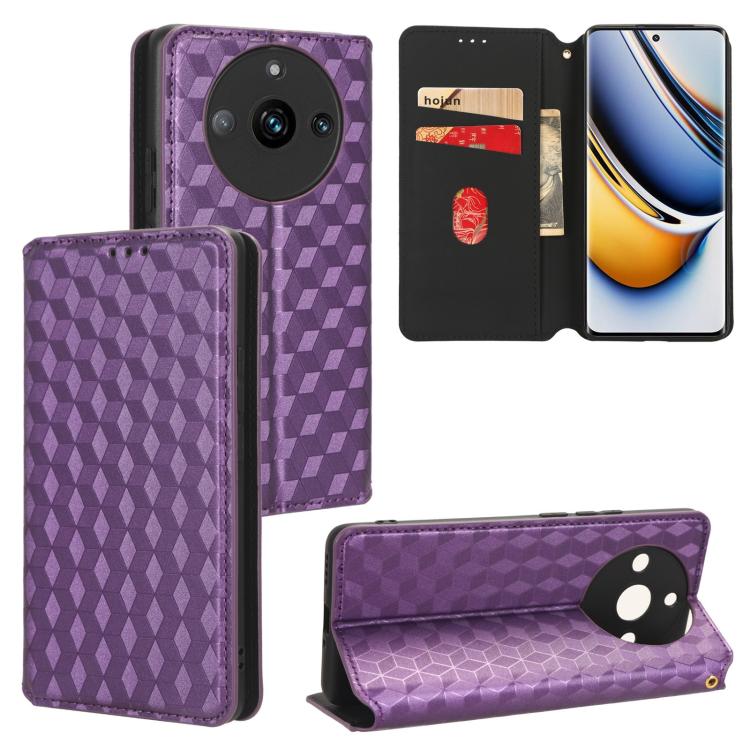 Cubic Grid Texture Flip Leather Phone Case, For Realme 12 Pro 5G / 12, For Realme 12+ 5G, For Realme Note 50 4G / C5, For Realme 11 4G Global, For Realme 11 5G Global / 11X 5G, For Realme C53 5G / Narzo N53 4G, For Realme 11 Pro 5G / 11, For Realme C65...