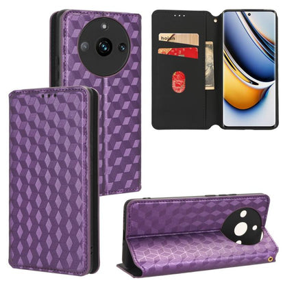 Cubic Grid Texture Flip Leather Phone Case, For Realme 12 Pro 5G / 12, For Realme 12+ 5G, For Realme Note 50 4G / C5, For Realme 11 4G Global, For Realme 11 5G Global / 11X 5G, For Realme C53 5G / Narzo N53 4G, For Realme 11 Pro 5G / 11, For Realme C65...