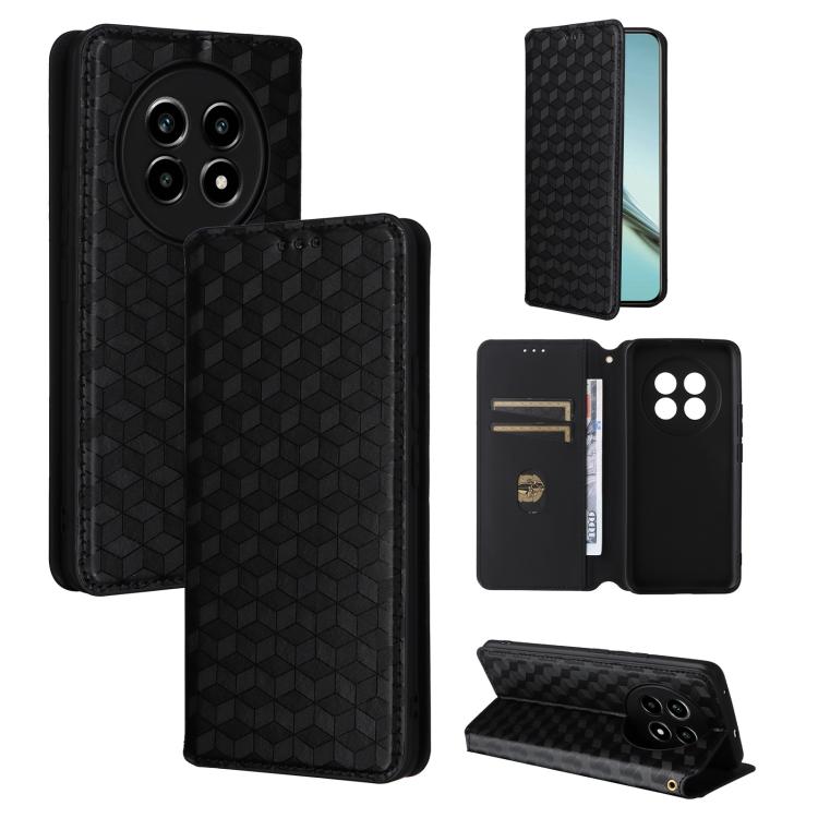 Cubic Grid Texture Flip Leather Phone Case, For Realme 14 5G Global, For Realme P3 Ultra 5G, For Realme 14 Pro Lite 5G, For Realme Neo7x 5G / P3 5G, For Realme P3 Pro 5G, For Realme 14 Pro+ 5G, For Realme 14 Pro 5G, For Realme 14X 5G / C75 4G / V60 Pro...