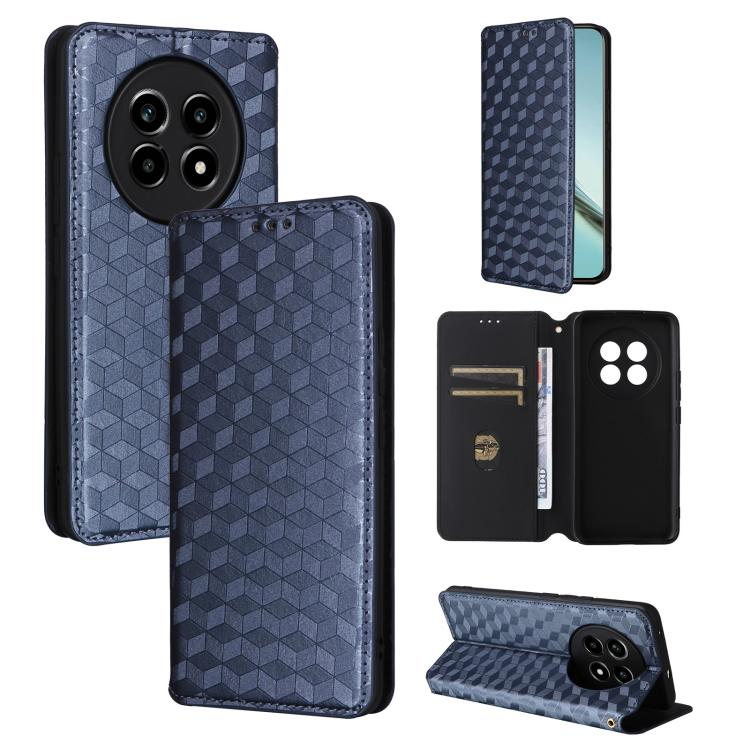 Cubic Grid Texture Flip Leather Phone Case, For Realme 14 5G Global, For Realme P3 Ultra 5G, For Realme 14 Pro Lite 5G, For Realme Neo7x 5G / P3 5G, For Realme P3 Pro 5G, For Realme 14 Pro+ 5G, For Realme 14 Pro 5G, For Realme 14X 5G / C75 4G / V60 Pro...