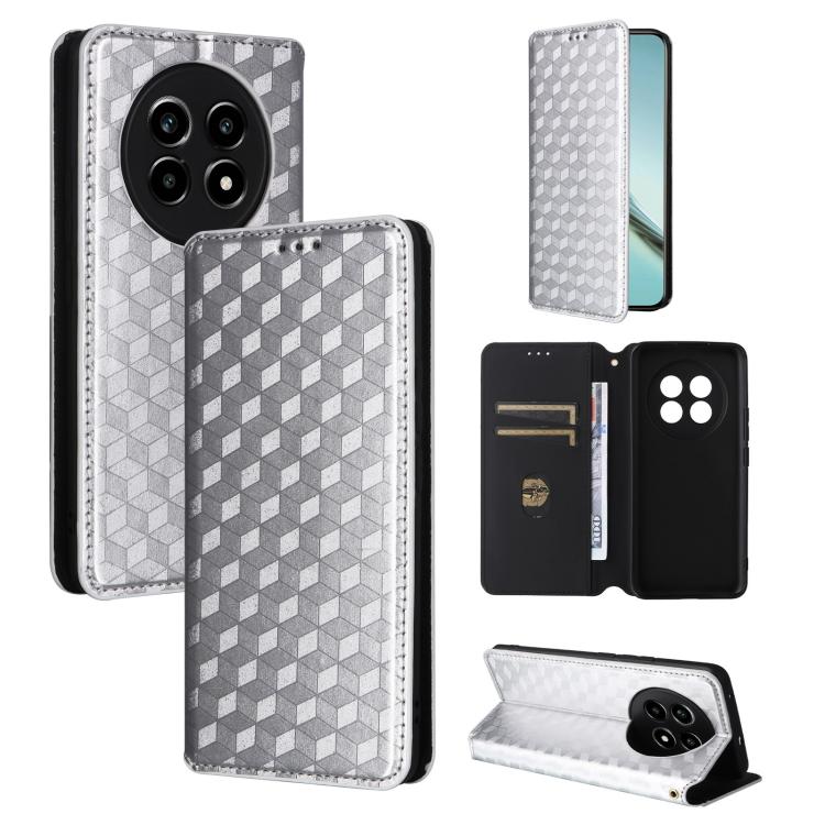 Cubic Grid Texture Flip Leather Phone Case, For Realme 14 5G Global, For Realme P3 Ultra 5G, For Realme 14 Pro Lite 5G, For Realme Neo7x 5G / P3 5G, For Realme P3 Pro 5G, For Realme 14 Pro+ 5G, For Realme 14 Pro 5G, For Realme 14X 5G / C75 4G / V60 Pro...