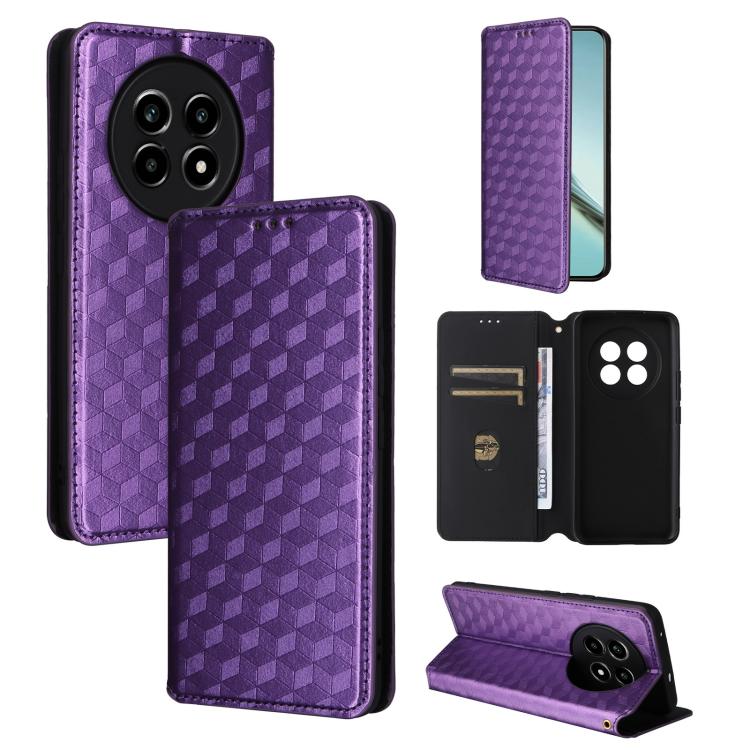 Cubic Grid Texture Flip Leather Phone Case, For Realme 14 5G Global, For Realme P3 Ultra 5G, For Realme 14 Pro Lite 5G, For Realme Neo7x 5G / P3 5G, For Realme P3 Pro 5G, For Realme 14 Pro+ 5G, For Realme 14 Pro 5G, For Realme 14X 5G / C75 4G / V60 Pro...