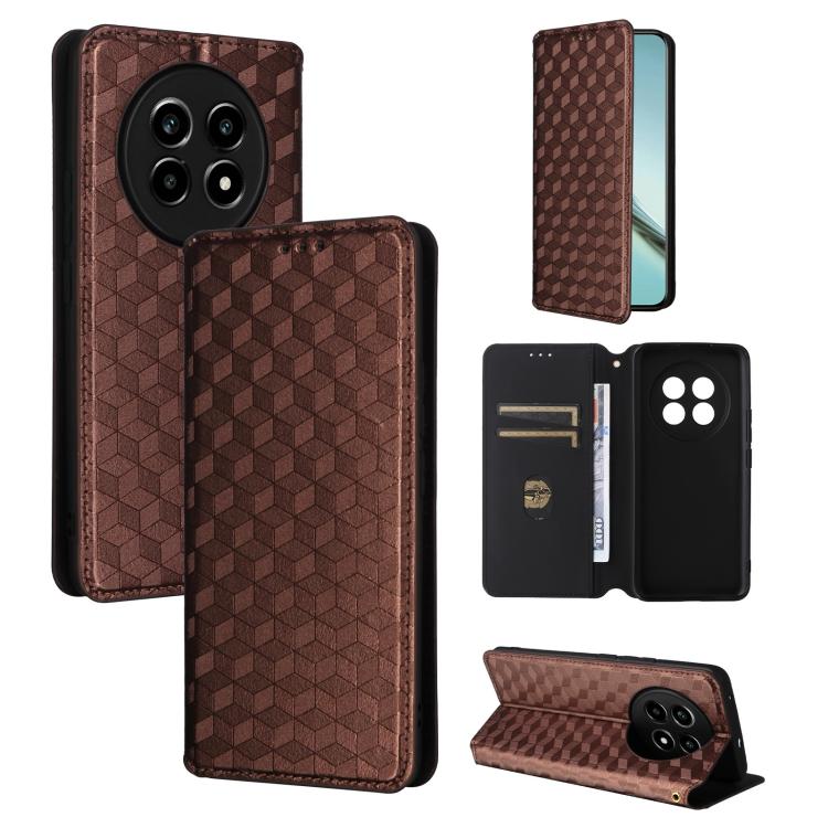 Cubic Grid Texture Flip Leather Phone Case, For Realme 14 5G Global, For Realme P3 Ultra 5G, For Realme 14 Pro Lite 5G, For Realme Neo7x 5G / P3 5G, For Realme P3 Pro 5G, For Realme 14 Pro+ 5G, For Realme 14 Pro 5G, For Realme 14X 5G / C75 4G / V60 Pro...