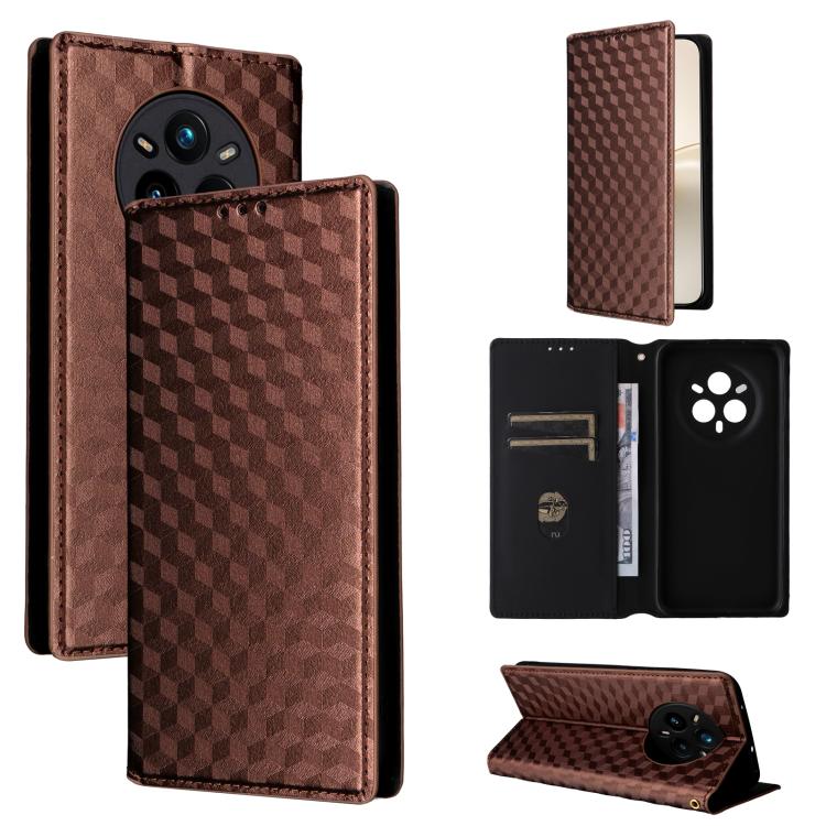 Cubic Grid Texture Flip Leather Phone Case, For Realme 14 5G Global, For Realme P3 Ultra 5G, For Realme 14 Pro Lite 5G, For Realme Neo7x 5G / P3 5G, For Realme P3 Pro 5G, For Realme 14 Pro+ 5G, For Realme 14 Pro 5G, For Realme 14X 5G / C75 4G / V60 Pro...