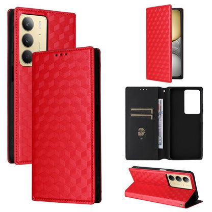 Cubic Grid Texture Flip Leather Phone Case, For Realme 14 5G Global, For Realme P3 Ultra 5G, For Realme 14 Pro Lite 5G, For Realme Neo7x 5G / P3 5G, For Realme P3 Pro 5G, For Realme 14 Pro+ 5G, For Realme 14 Pro 5G, For Realme 14X 5G / C75 4G / V60 Pro...
