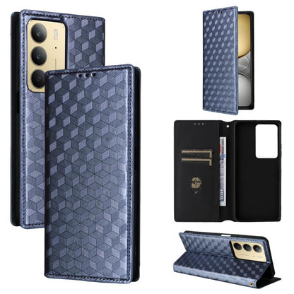 Cubic Grid Texture Flip Leather Phone Case, For Realme 14 5G Global, For Realme P3 Ultra 5G, For Realme 14 Pro Lite 5G, For Realme Neo7x 5G / P3 5G, For Realme P3 Pro 5G, For Realme 14 Pro+ 5G, For Realme 14 Pro 5G, For Realme 14X 5G / C75 4G / V60 Pro...