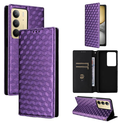 Cubic Grid Texture Flip Leather Phone Case, For Realme 14 5G Global, For Realme P3 Ultra 5G, For Realme 14 Pro Lite 5G, For Realme Neo7x 5G / P3 5G, For Realme P3 Pro 5G, For Realme 14 Pro+ 5G, For Realme 14 Pro 5G, For Realme 14X 5G / C75 4G / V60 Pro...
