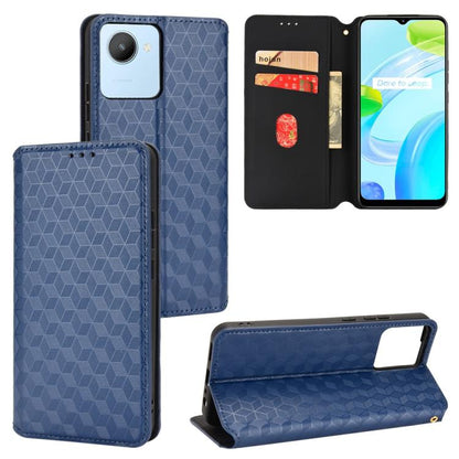 Cubic Grid Texture Flip Leather Phone Case, For Realme C55, For Realme C33, For Realme C30, For Realme C31, For Realme Narzo 50A Prime / C35, For Realme C35