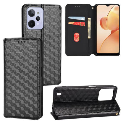 Cubic Grid Texture Flip Leather Phone Case, For Realme C55, For Realme C33, For Realme C30, For Realme C31, For Realme Narzo 50A Prime / C35, For Realme C35