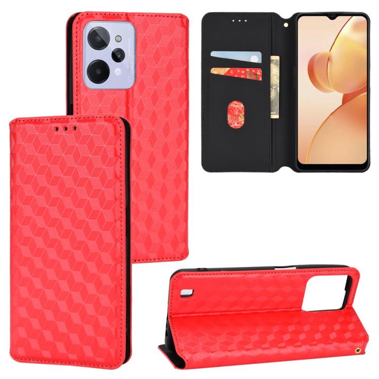 Cubic Grid Texture Flip Leather Phone Case, For Realme C55, For Realme C33, For Realme C30, For Realme C31, For Realme Narzo 50A Prime / C35, For Realme C35