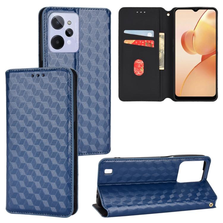 Cubic Grid Texture Flip Leather Phone Case, For Realme C55, For Realme C33, For Realme C30, For Realme C31, For Realme Narzo 50A Prime / C35, For Realme C35