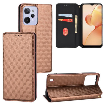 Cubic Grid Texture Flip Leather Phone Case, For Realme C55, For Realme C33, For Realme C30, For Realme C31, For Realme Narzo 50A Prime / C35, For Realme C35