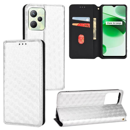 Cubic Grid Texture Flip Leather Phone Case, For Realme C55, For Realme C33, For Realme C30, For Realme C31, For Realme Narzo 50A Prime / C35, For Realme C35
