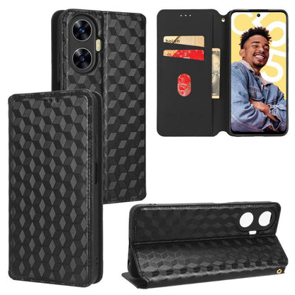 Cubic Grid Texture Flip Leather Phone Case, For Realme C55, For Realme C33, For Realme C30, For Realme C31, For Realme Narzo 50A Prime / C35, For Realme C35