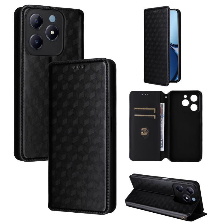 Cubic Grid Texture Flip Leather Phone Case, For Realme GT 7 Pro 5G, For Realme 13+ 5G Global / 13, For Realme V60 5G / V60S 5G, For Realme GT 6 / GT 6T, For Realme C63 4G / C61 4G / Narzo N63 4G, For Realme 12 Lite 4G / C67 4G, For Realme 12 5G / 12x 5...