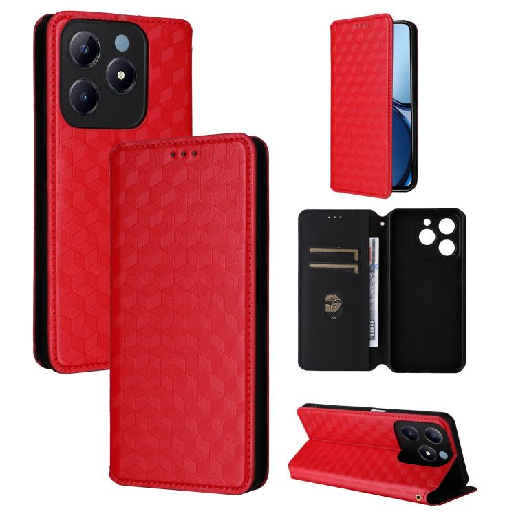 Cubic Grid Texture Flip Leather Phone Case, For Realme GT 7 Pro 5G, For Realme 13+ 5G Global / 13, For Realme V60 5G / V60S 5G, For Realme GT 6 / GT 6T, For Realme C63 4G / C61 4G / Narzo N63 4G, For Realme 12 Lite 4G / C67 4G, For Realme 12 5G / 12x 5...