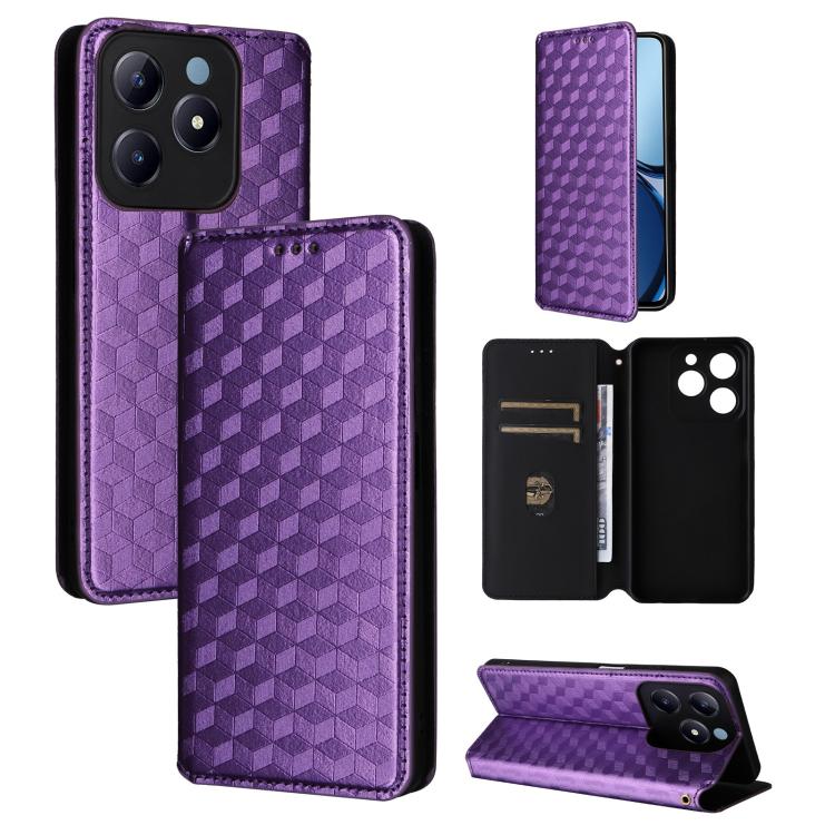 Cubic Grid Texture Flip Leather Phone Case, For Realme GT 7 Pro 5G, For Realme 13+ 5G Global / 13, For Realme V60 5G / V60S 5G, For Realme GT 6 / GT 6T, For Realme C63 4G / C61 4G / Narzo N63 4G, For Realme 12 Lite 4G / C67 4G, For Realme 12 5G / 12x 5...
