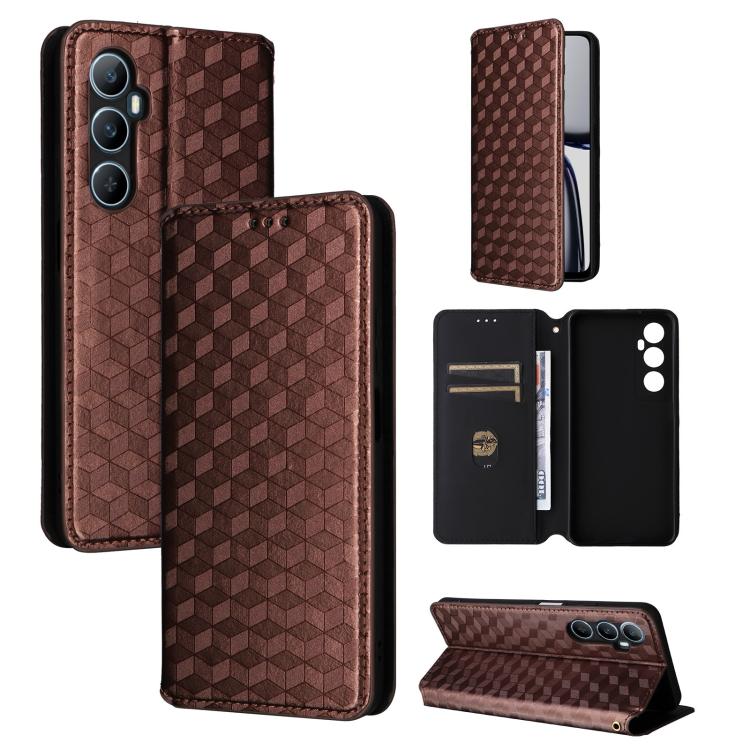 Cubic Grid Texture Flip Leather Phone Case, For Realme GT 7 Pro 5G, For Realme 13+ 5G Global / 13, For Realme V60 5G / V60S 5G, For Realme GT 6 / GT 6T, For Realme C63 4G / C61 4G / Narzo N63 4G, For Realme 12 Lite 4G / C67 4G, For Realme 12 5G / 12x 5...